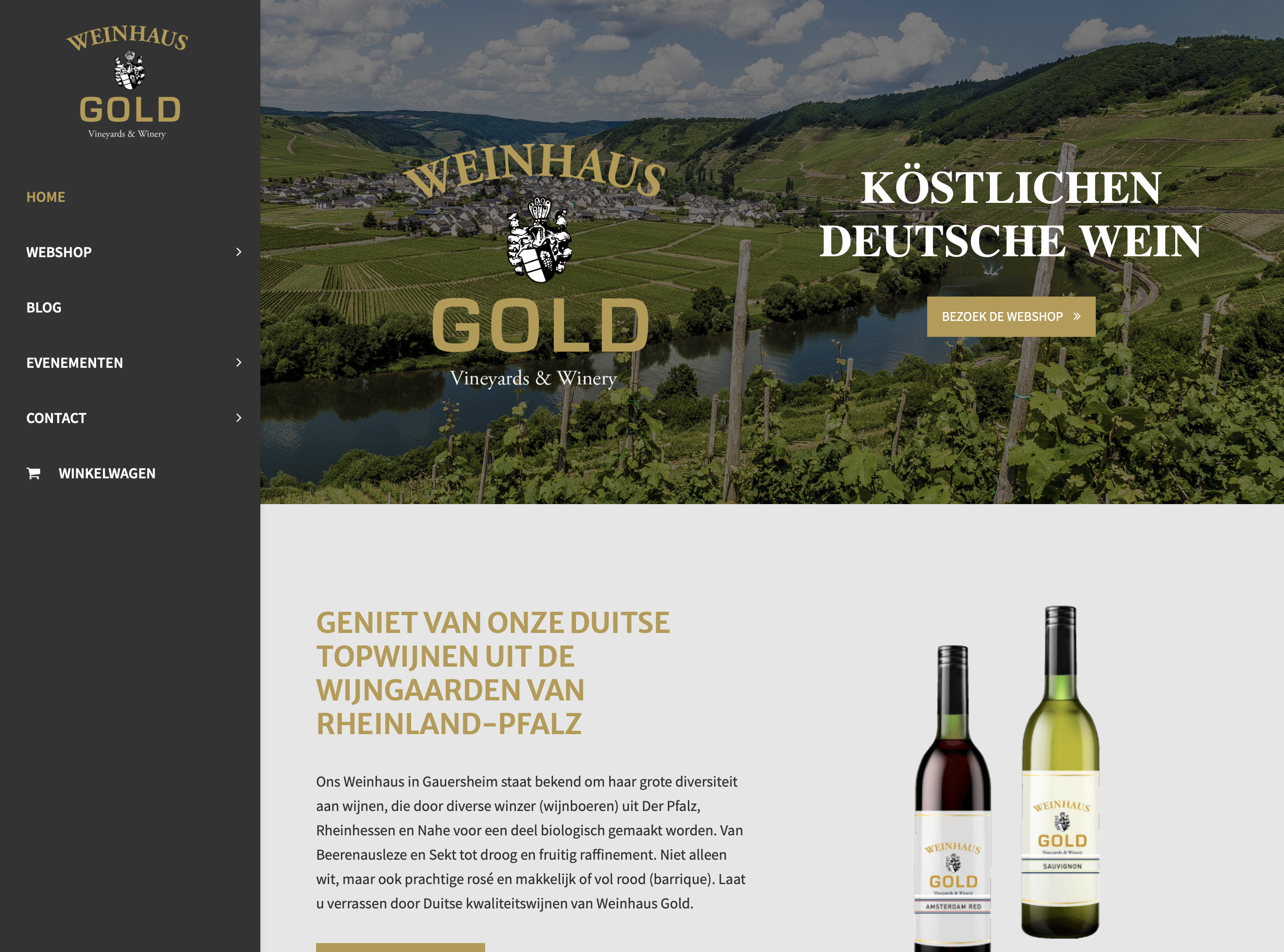 Wijn, Weinhaus, Gold, Katwijk, Webdesign, Webshop
